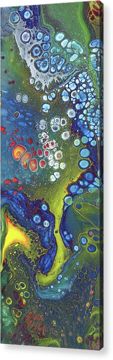 Acrylic Pour Acrylic Print featuring the mixed media Tri Space Centre by David Bader