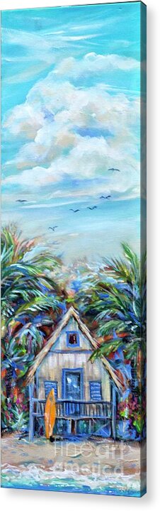 Surf Shack Acrylic Print featuring the painting Island Bungalow #1 by Linda Olsen