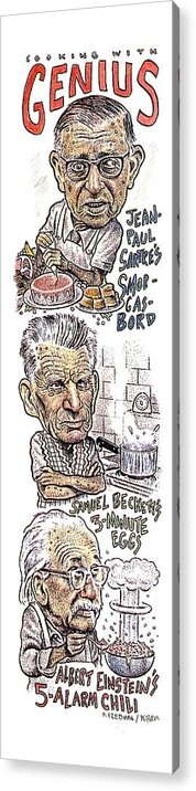 Parody Acrylic Print featuring the drawing 'cooking With Genius' by Drew Friedman