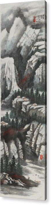 Chinese Watercolor Acrylic Print featuring the painting The Four Seasons Version 2 - Winter by Jenny Sanders