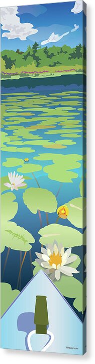 Lake Acrylic Print featuring the digital art Kayak in Lilies by Marian Federspiel
