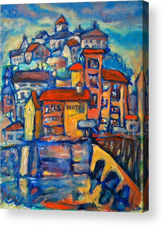 Camino De Santiago Acrylic Print featuring the painting Ainsa #2 by HweeYen Ong