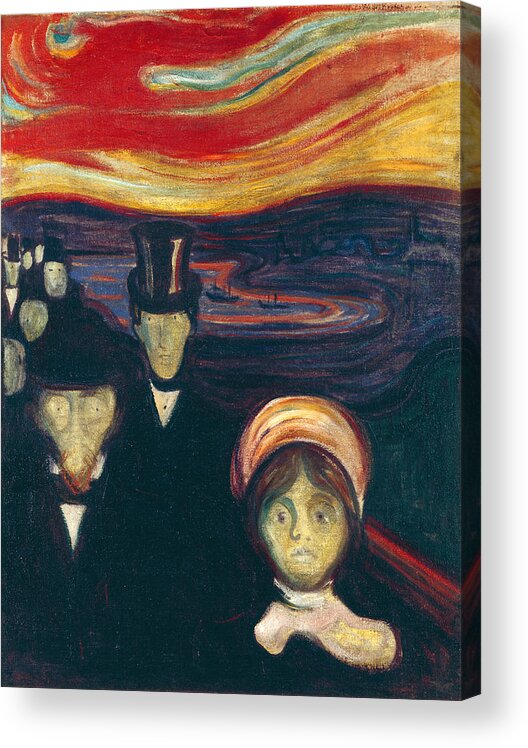 Edvard Munch Acrylic Print featuring the painting Anxiety #1 by Edvard Munch