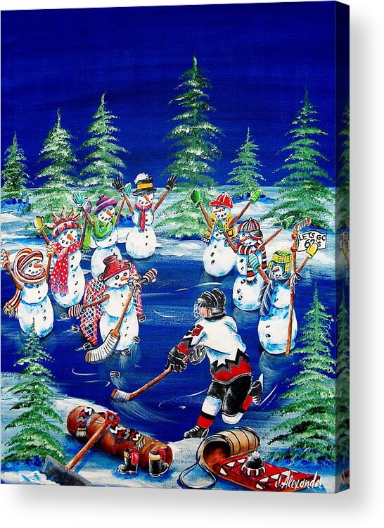 Hockey Acrylic Print featuring the painting Big Boy Dreams #1 by Jill Alexander