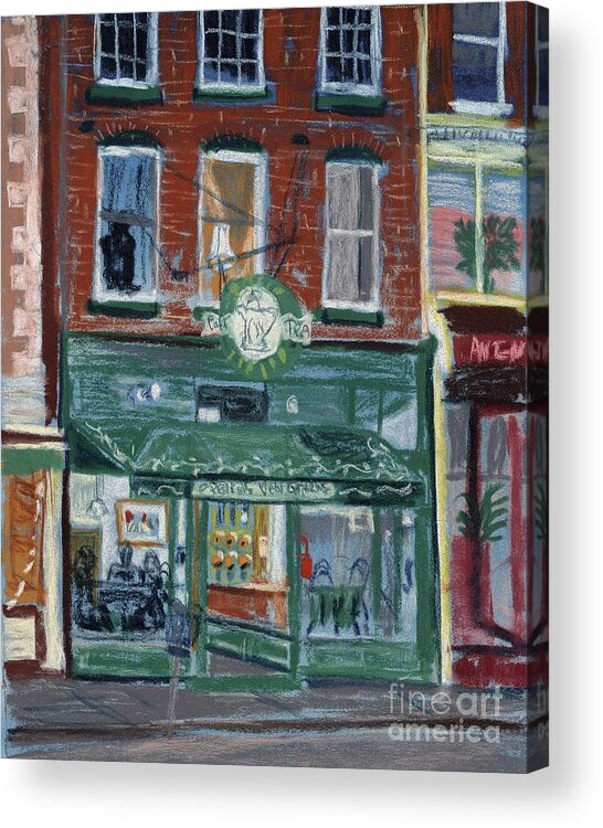 Coffeeshop Acrylic Print featuring the pastel Breaking New Grounds by Francois Lamothe