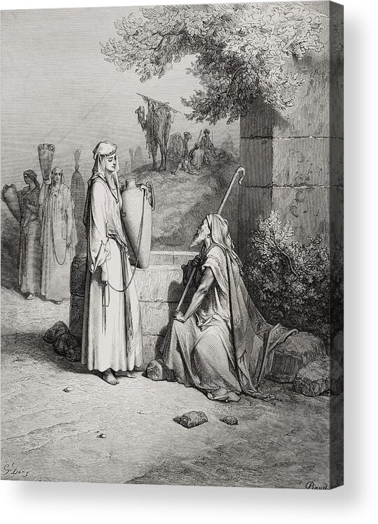 Male Acrylic Print featuring the painting Eliezer and Rebekah by Gustave Dore