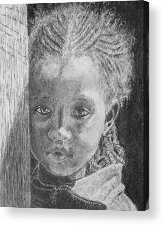 Girl Acrylic Print featuring the drawing Ethiopias Future by Quwatha Valentine