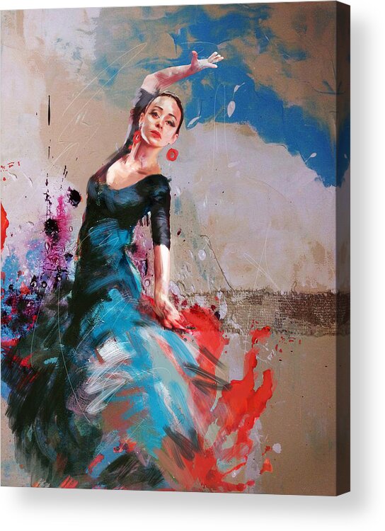 Jazz Acrylic Print featuring the painting Flamenco 41 #1 by Maryam Mughal