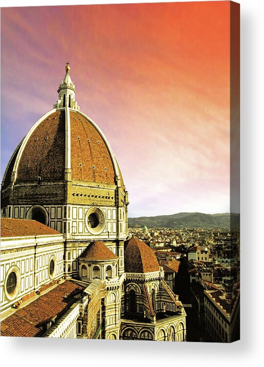 Architecture Acrylic Print featuring the photograph High Angle View Of A Cathedral, Duomo #1 by Miva Stock