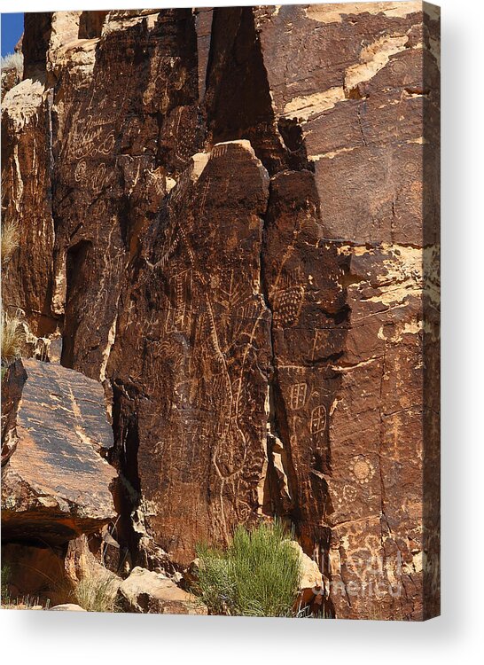 Parowan Gap Acrylic Print featuring the photograph Indian Petroglyphs at Parowan Gap Utah #1 by Malcolm Howard