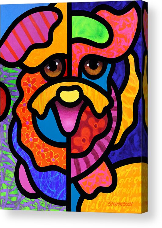 Dog Acrylic Print featuring the painting Happy Dog by Steven Scott