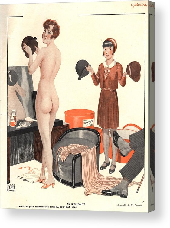1920s Acrylic Print featuring the drawing Le Sourire 1920s France Erotica Sales #1 by The Advertising Archives