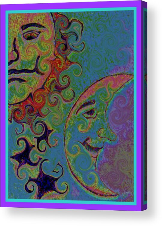 Sun Acrylic Print featuring the digital art Night and Day #1 by Rebecca Flaig