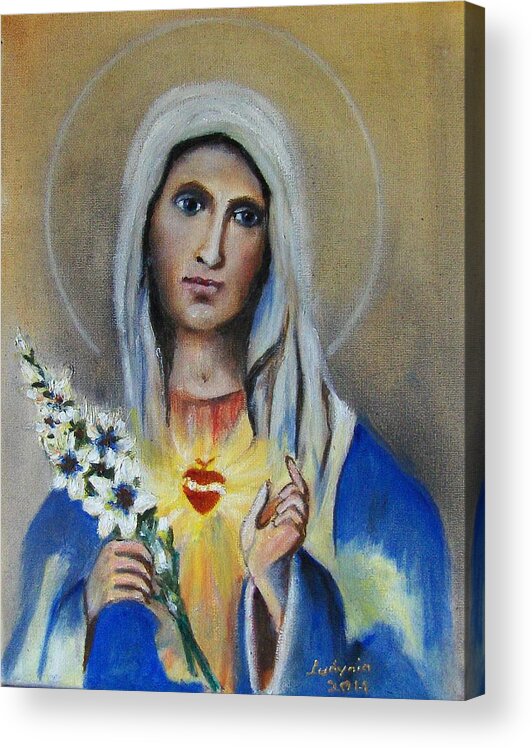 Art Acrylic Print featuring the painting Our Lady #1 by Ryszard Ludynia