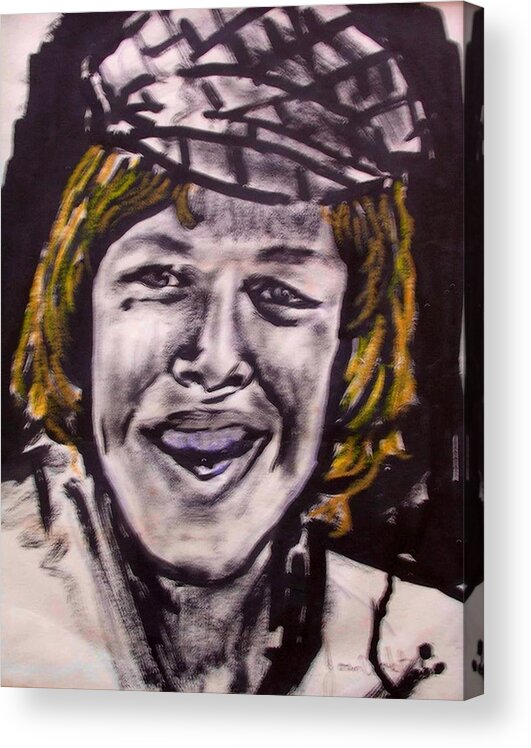 Herman's Hermits Acrylic Print featuring the painting Peter Noon as Herman by Joan-Violet Stretch