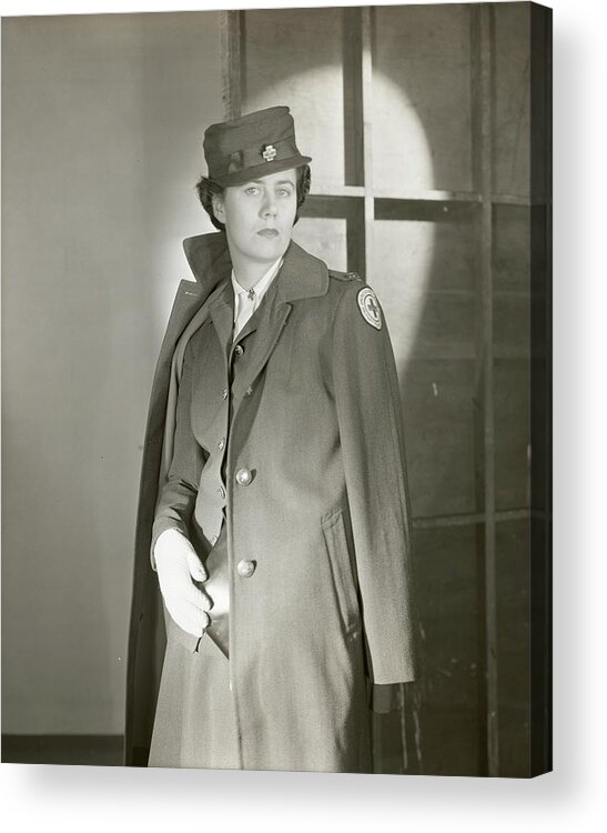 Red Cross Acrylic Print featuring the photograph Portrait Of Katherine Blake In Her Red Cross #1 by Horst P. Horst