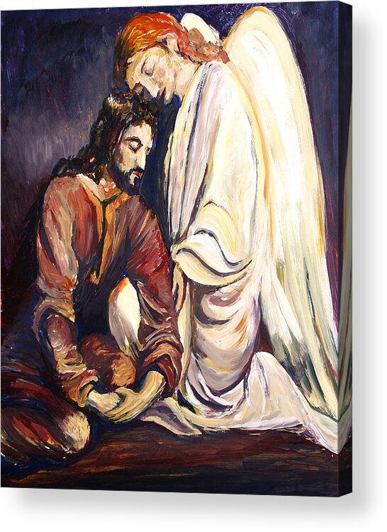 Jesus Acrylic Print featuring the painting Agony in The Garden by Frank Botello