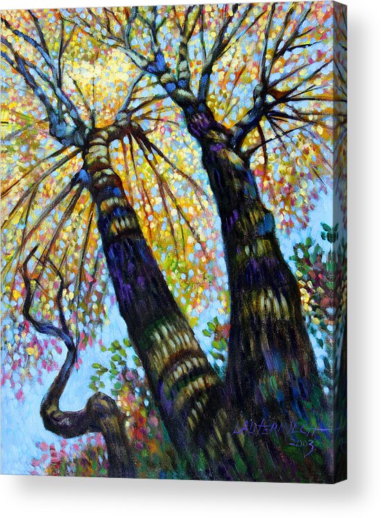 Fall Acrylic Print featuring the painting Reaching for the Light #2 by John Lautermilch