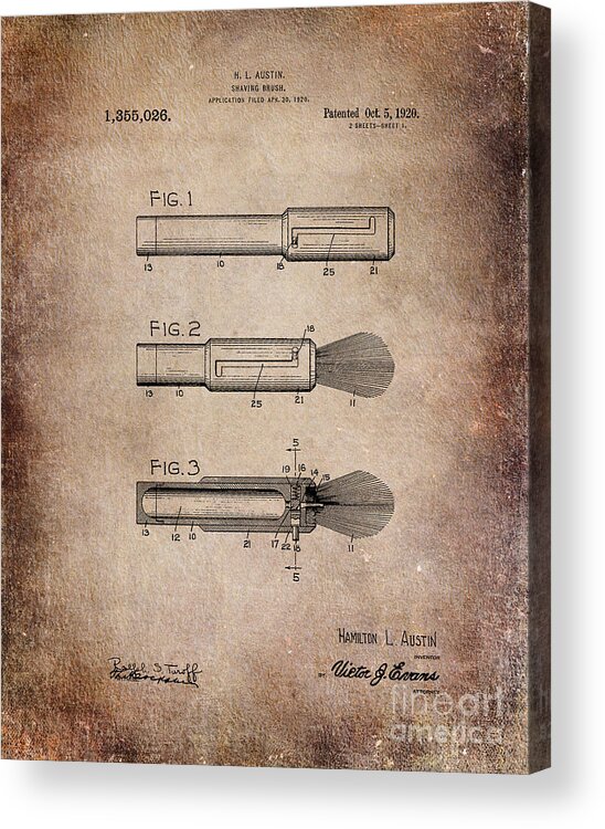 1920 Acrylic Print featuring the digital art Shaving Brush Diagram 1920 #2 by Lesa Fine