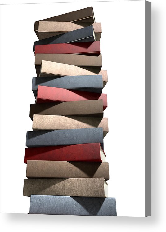 Book Acrylic Print featuring the digital art Stack Of Generic Leather Books #1 by Allan Swart