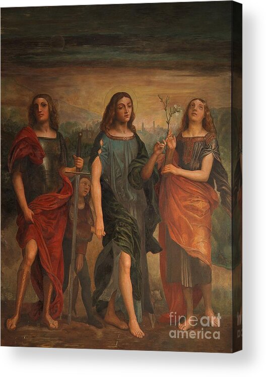 The Three Archangels Acrylic Print featuring the painting The Three Archangels #1 by Archangelus Gallery