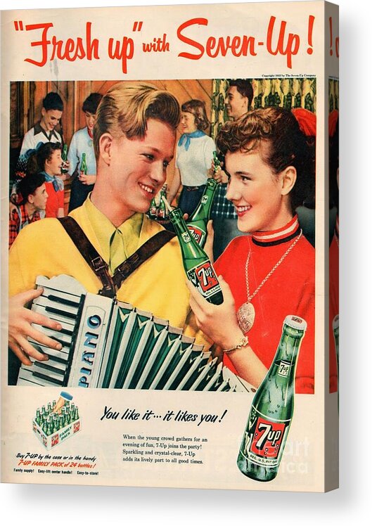 Vintage Acrylic Print featuring the photograph Vintage 7-UP Logo by Action