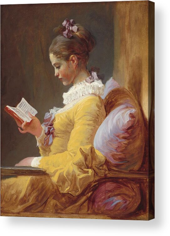 Jean-honore Fragonard Acrylic Print featuring the painting Young Girl Reading #1 by Jean-Honore Fragonard