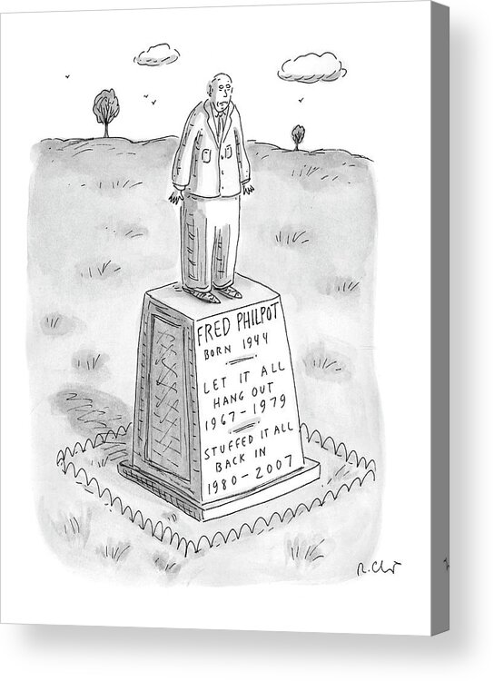 Statues Acrylic Print featuring the drawing New Yorker March 20th, 2000 by Roz Chast