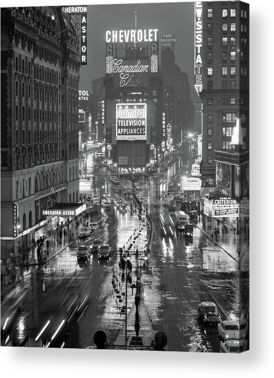 Photography Acrylic Print featuring the photograph 1950s Times Square New York City by Vintage Images