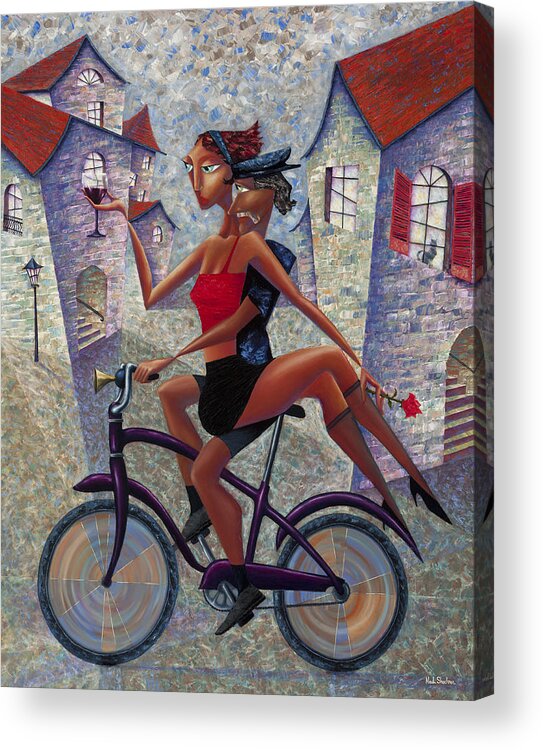 Bicycle Acrylic Print featuring the painting Bike Life by Ned Shuchter