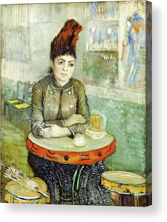 Vincent Van Gogh Acrylic Print featuring the painting In the cafe. Agostina Segatori in Le tambourin #7 by Vincent van Gogh