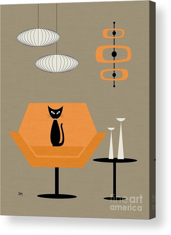 George Nelson Acrylic Print featuring the digital art Mod Chair in Orange #1 by Donna Mibus