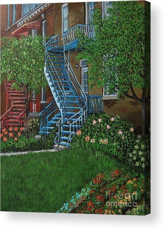 Montreal Art Acrylic Print featuring the painting Verdun Stairs #3 by Reb Frost