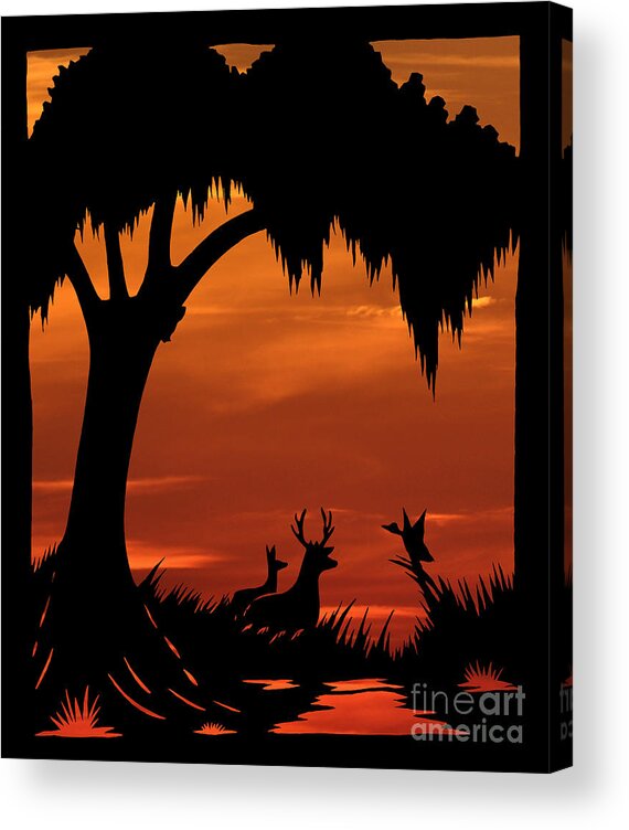 Swamp Sunset Acrylic Print featuring the photograph Wetland Wildlife - Sunset Sky by Al Powell Photography USA