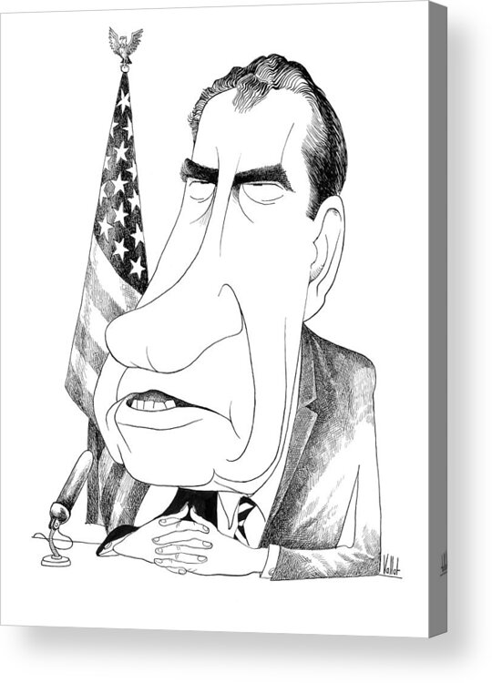 1970s Acrylic Print featuring the drawing Richard Nixon Caricature by Edmund Valtman