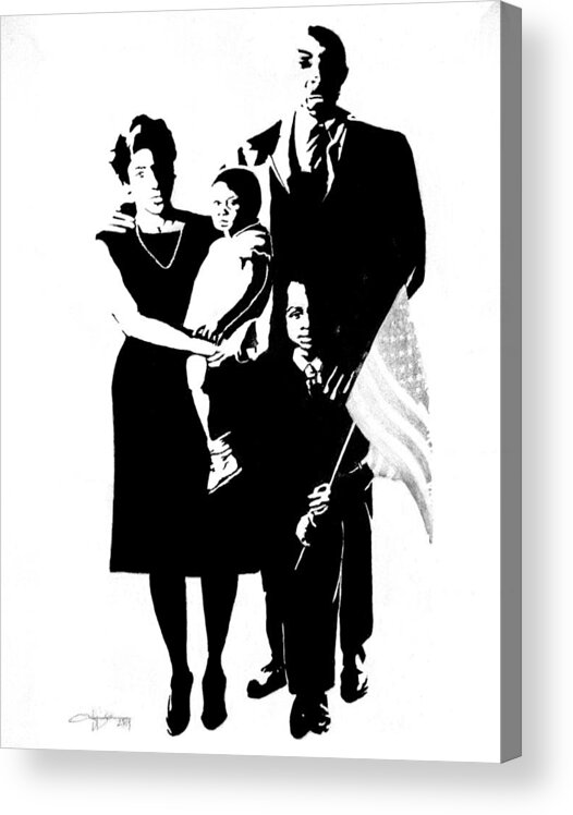 Black Family Acrylic Print featuring the drawing 2K Black American Family by G Cuffia