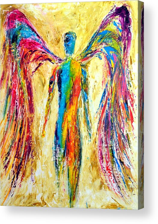 Angel Acrylic Print featuring the painting Angel of Color by Ivan Guaderrama