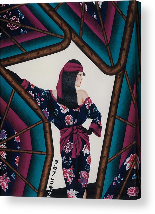 Japanese Fashion Art Acrylic Print featuring the mixed media Fashion Art #3 by Michael Andrew Frain