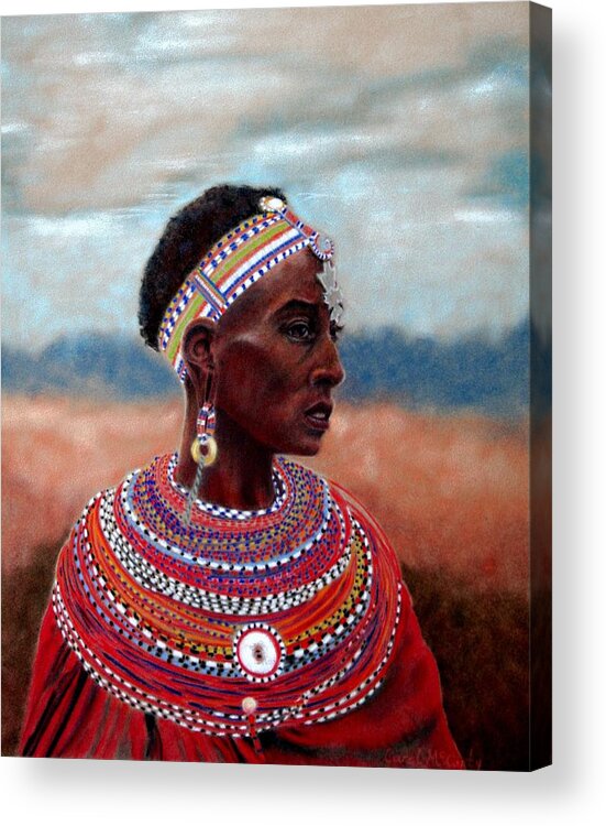 Family Room Acrylic Print featuring the painting Samburu Woman #3 by Carol McCarty