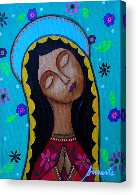 Our Lady Of Guadalupe Acrylic Print featuring the painting Our Lady Of Guadalupe #4 by Pristine Cartera Turkus