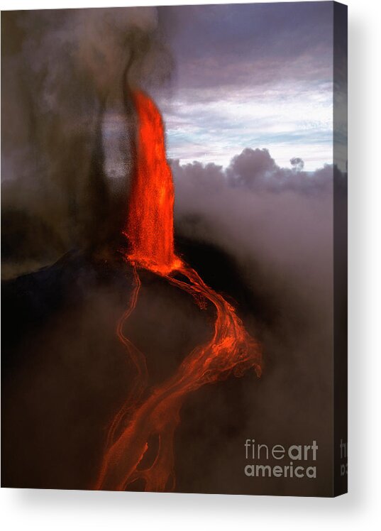 Nature Acrylic Print featuring the photograph Lava Fountain At Kilauea Volcano, Hawaii #9 by Douglas Peebles