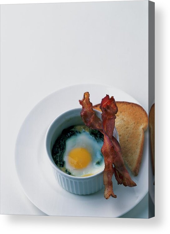 Cooking Acrylic Print featuring the photograph A Baked Egg With Spinach by Romulo Yanes