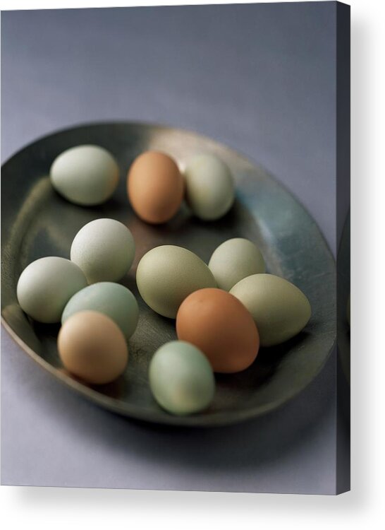 Cookingeggsstill Lifenobodyegganimalsbowlselective Focusrawfood #condenastgourmetphotograph April 1st 2001 Acrylic Print featuring the photograph A Bowl Of Eggs by Romulo Yanes