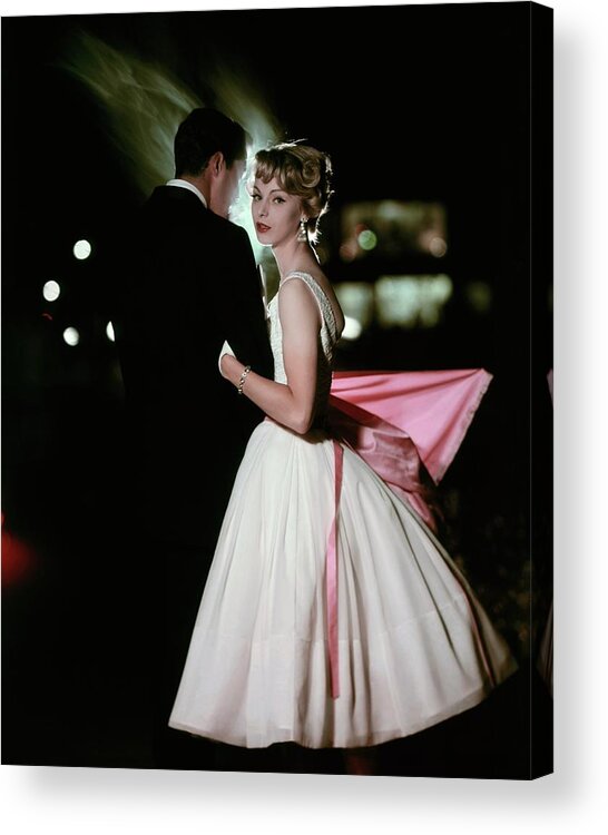 Eye Contact Acrylic Print featuring the photograph A Formally Dressed Couple by Sante Forlano