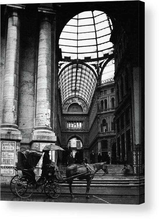 Animal Acrylic Print featuring the photograph A Horse And Cart By The Galleria Umberto by Robert Randall