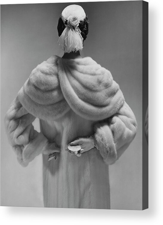 Accessories Acrylic Print featuring the photograph A Model Wearing A Mink Coat by Erwin Blumenfeld