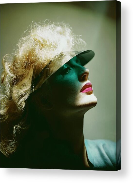 Health Acrylic Print featuring the photograph A Model Wearing A Sun Shade by Erwin Blumenfeld