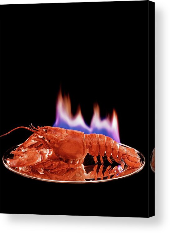 Food Acrylic Print featuring the photograph A Plate Of Lobster Flambe by Fernand Fonssagrives
