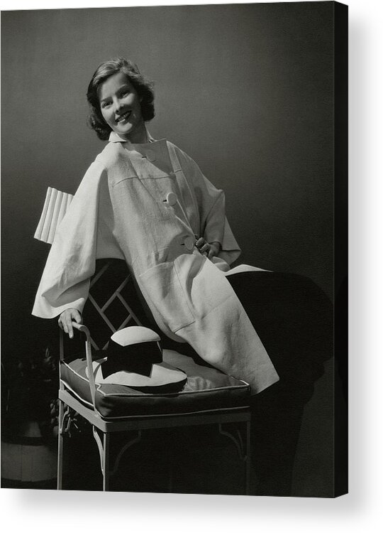 Studio Shot Acrylic Print featuring the photograph A Portrait Of Katharine Hepburn Wearing A Clare by Edward Steichen