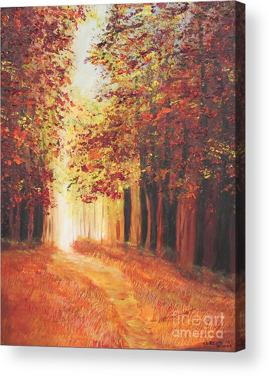 Woods Acrylic Print featuring the painting A Quite Walk by Christie Minalga